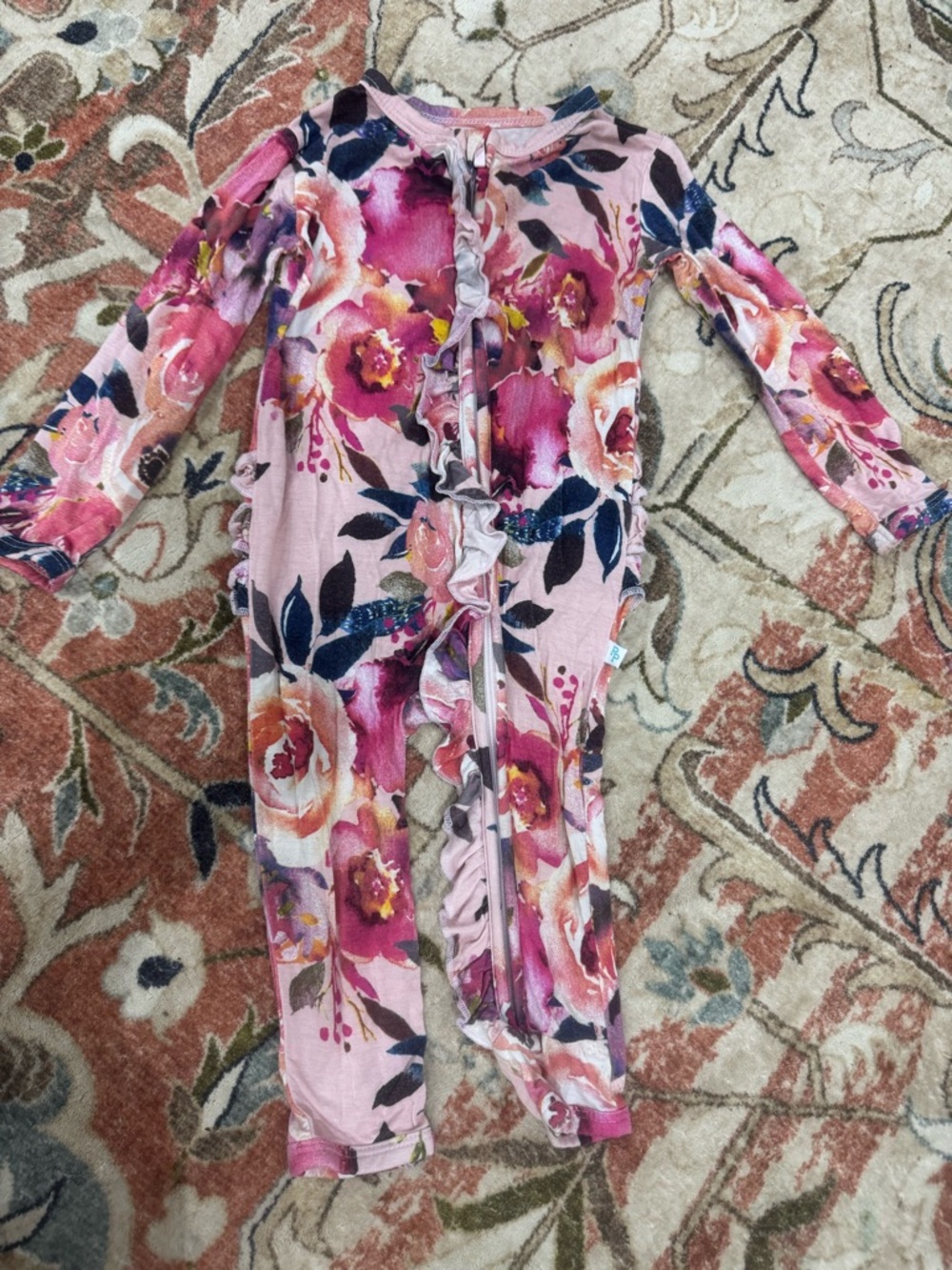 Posh Peanut Pink Floral Baby Romper
